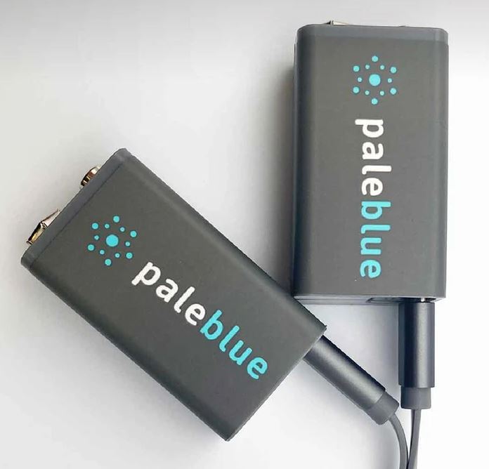 Pale Blue Li-Ion Rechargeable 9V Battery 2 pack of 9V with 2x1 USB-C cable