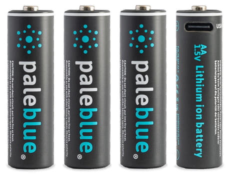 Pale Blue Batteria ricaricabile Li-Ion AA confezione da 4 AA con cavo di ricarica USB-C 4x1