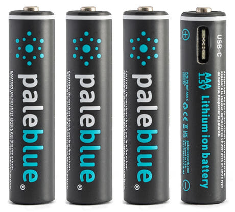 Pale Blue Batteria ricaricabile Li-Ion AAA confezione da 4 AAA con cavo di ricarica USB-C 4x1