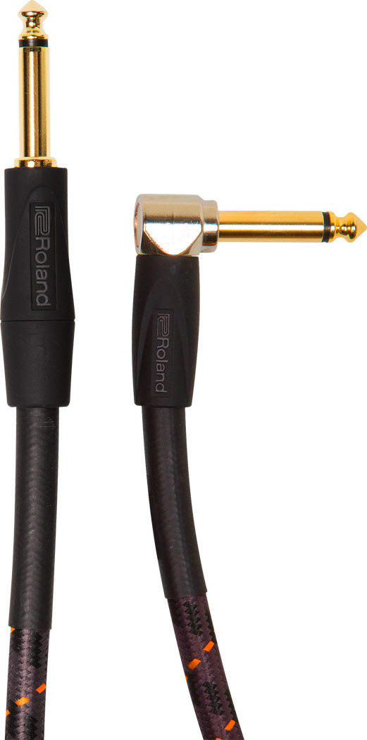 Roland "GOLD" Cavo Strumento 6.3mm Jack mono a 6.3mm Angolato Jack mono