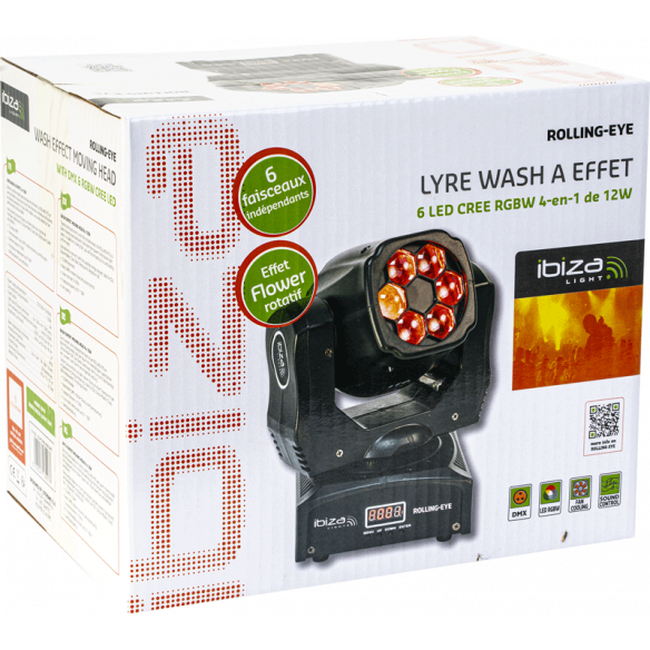 Ibiza Rolling-Eye LED Teste Mobile (6x12W)