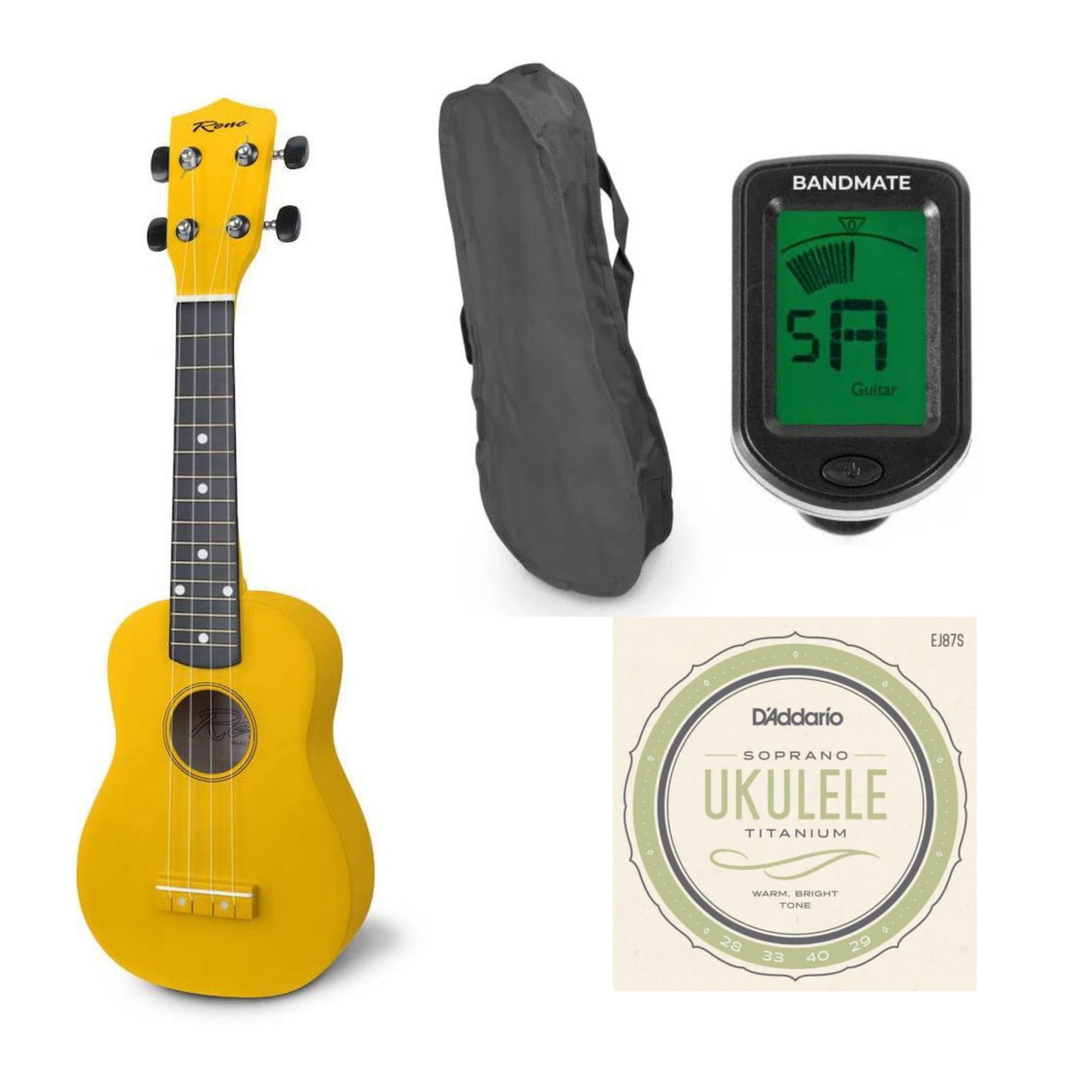 Reno RU150 Soprano Ukulele (Giallo) Startpakke