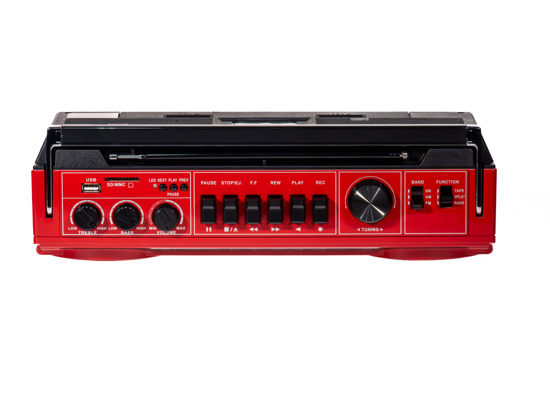 Studio 57 - Lettore di cassette con FM e Bluetooth, Rosso