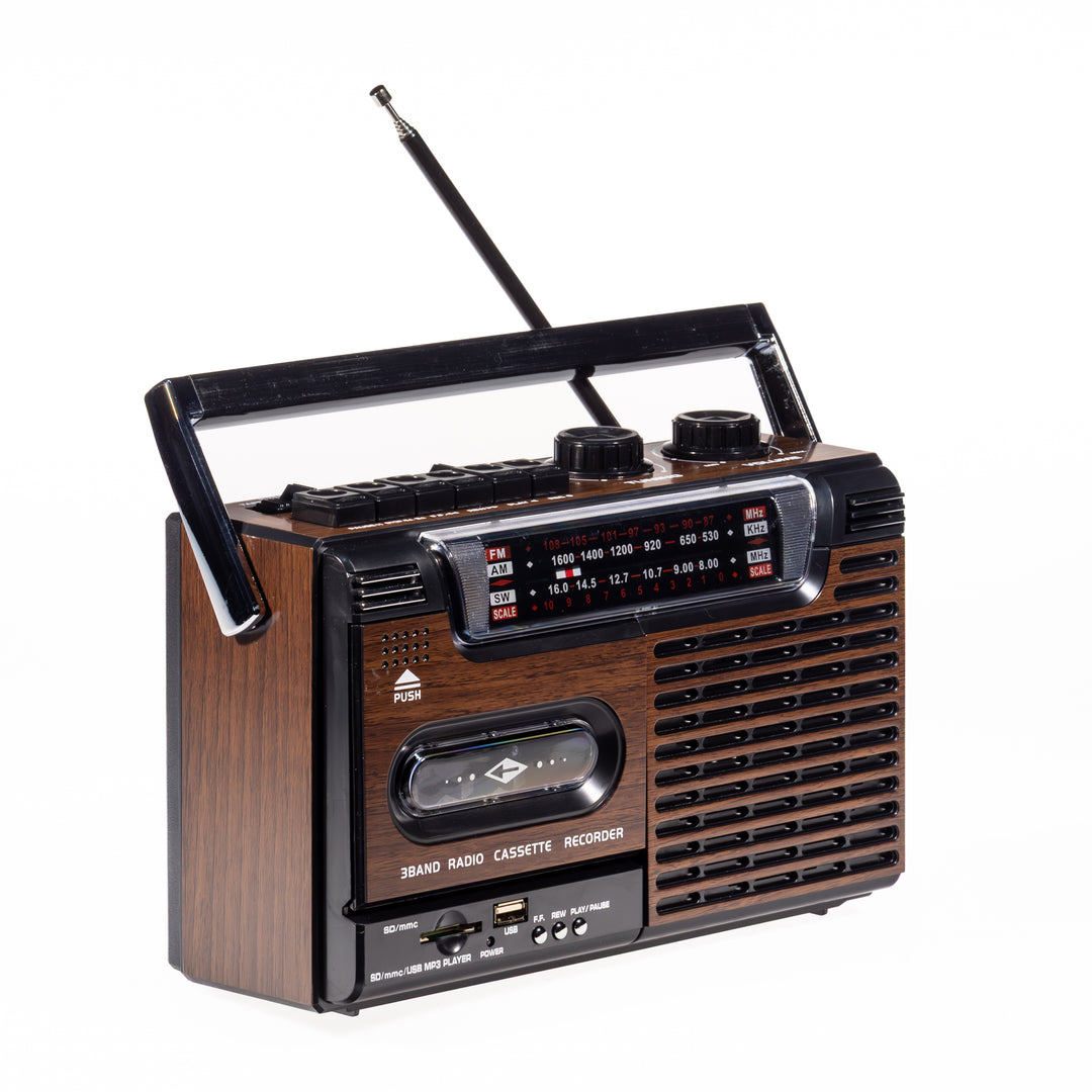 Studio 57 - Lettore di cassette con FM e Bluetooth, Marrone