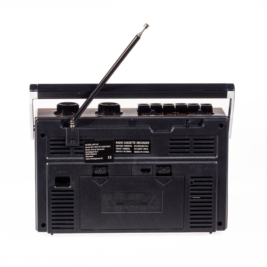 Studio 57 - Lettore di cassette con FM e Bluetooth, Marrone