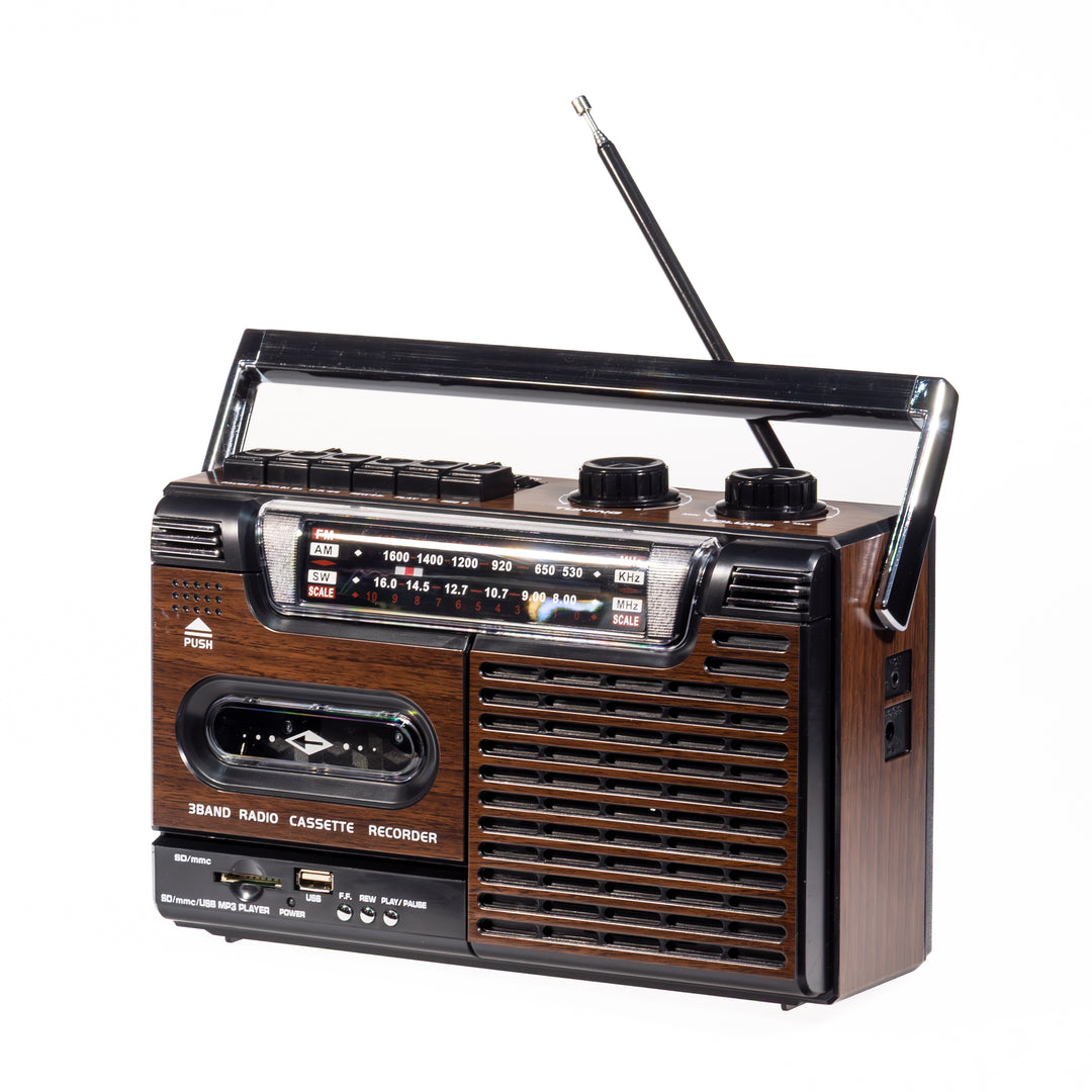 Studio 57 - Lettore di cassette con FM e Bluetooth, Marrone