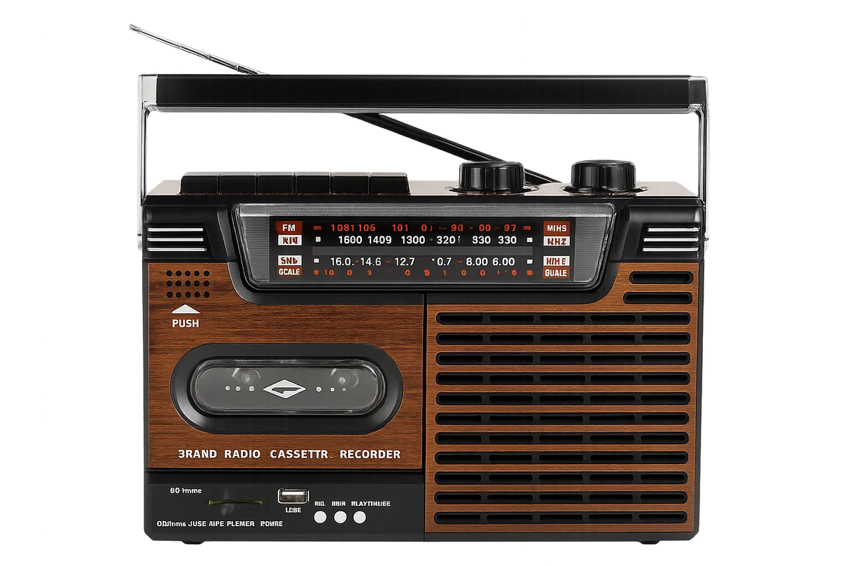 Studio 57 Lettore di cassette con FM e Bluetooth, Marrone + Cassetta