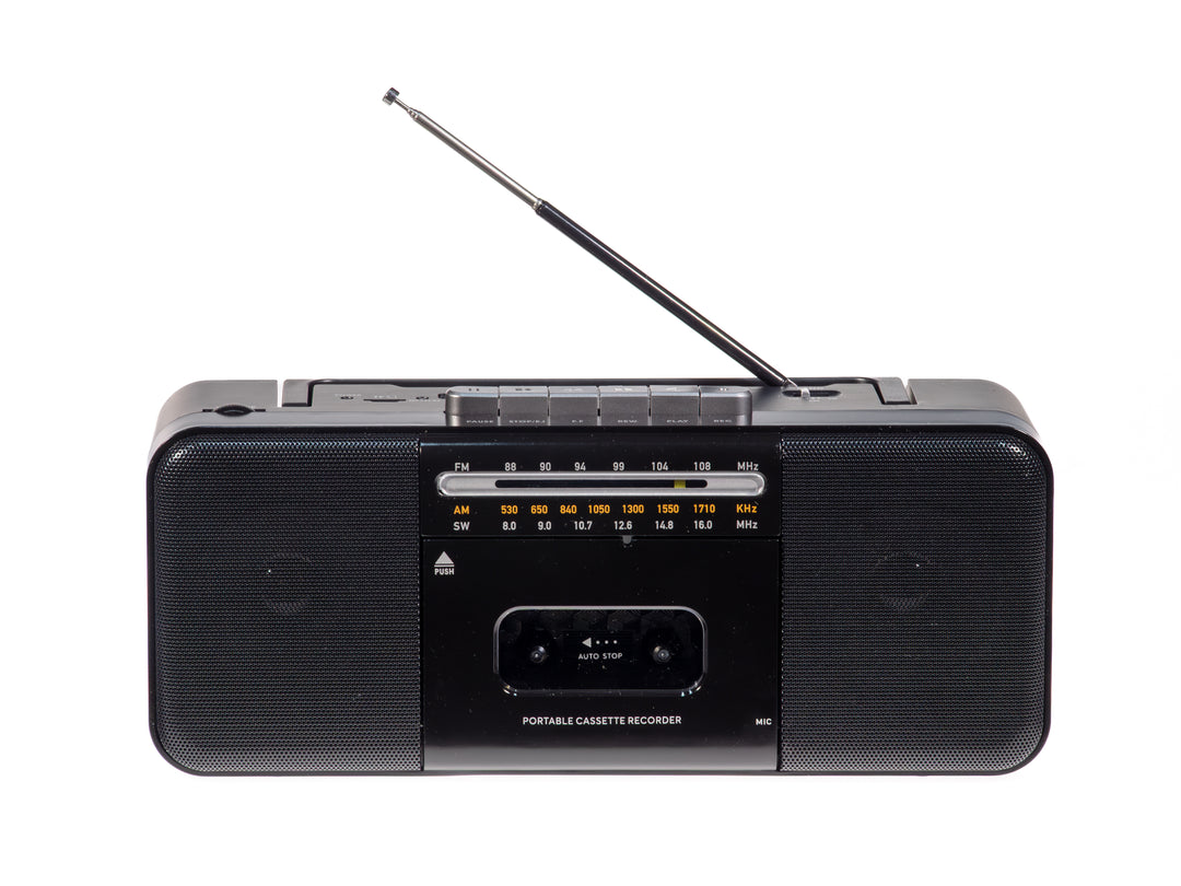 Studio 57 - Lettore di cassette con FM & Bluetooth, Nero + Cassetta