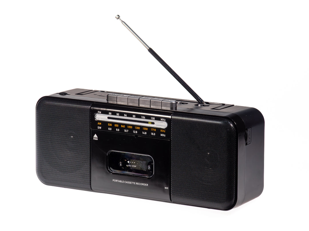 Studio 57 - Lettore di cassette con FM & Bluetooth, Nero + Cassetta