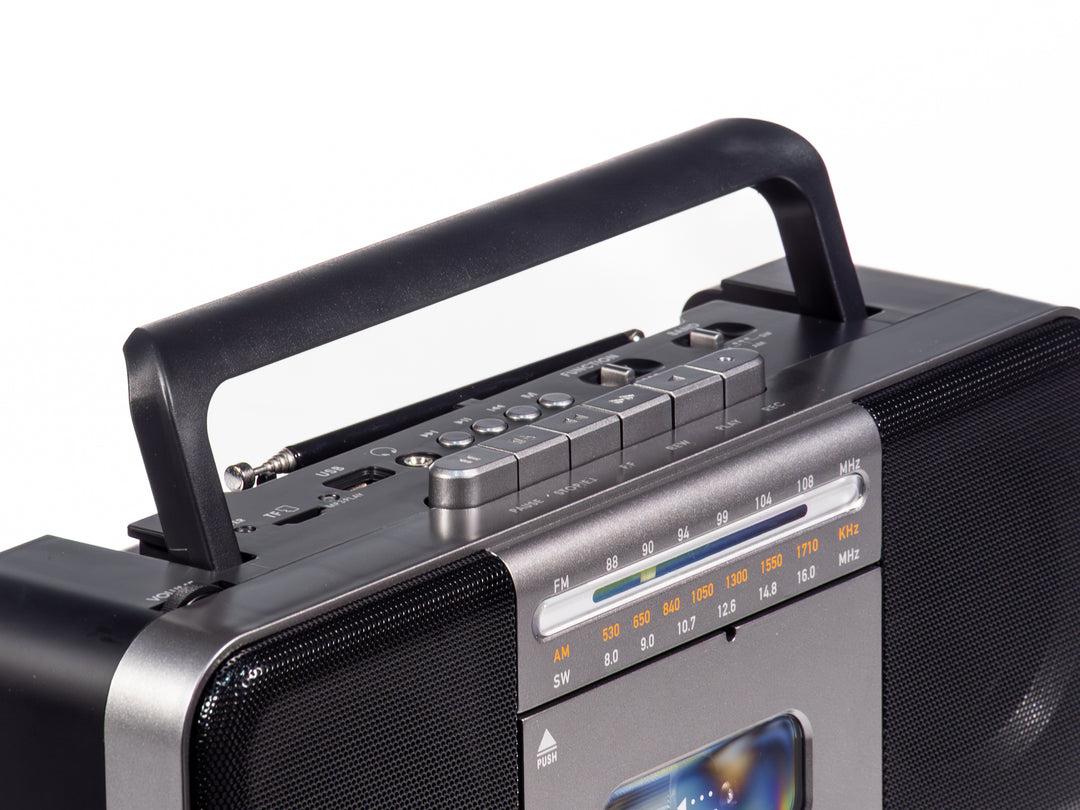 Studio 57 - Lettore di cassette con FM e Bluetooth, Grigio