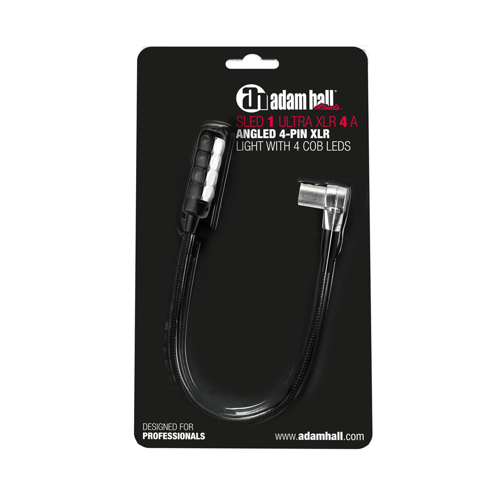 Adam Hall Stands SLED 1 ULTRA XLR 4 A - Lampada a collo di cigno XLR angolata a 4 poli con 4 COB-LED