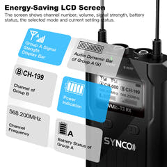 Set microfonico wireless Synco PRO 1 RX e 2 TX UHF