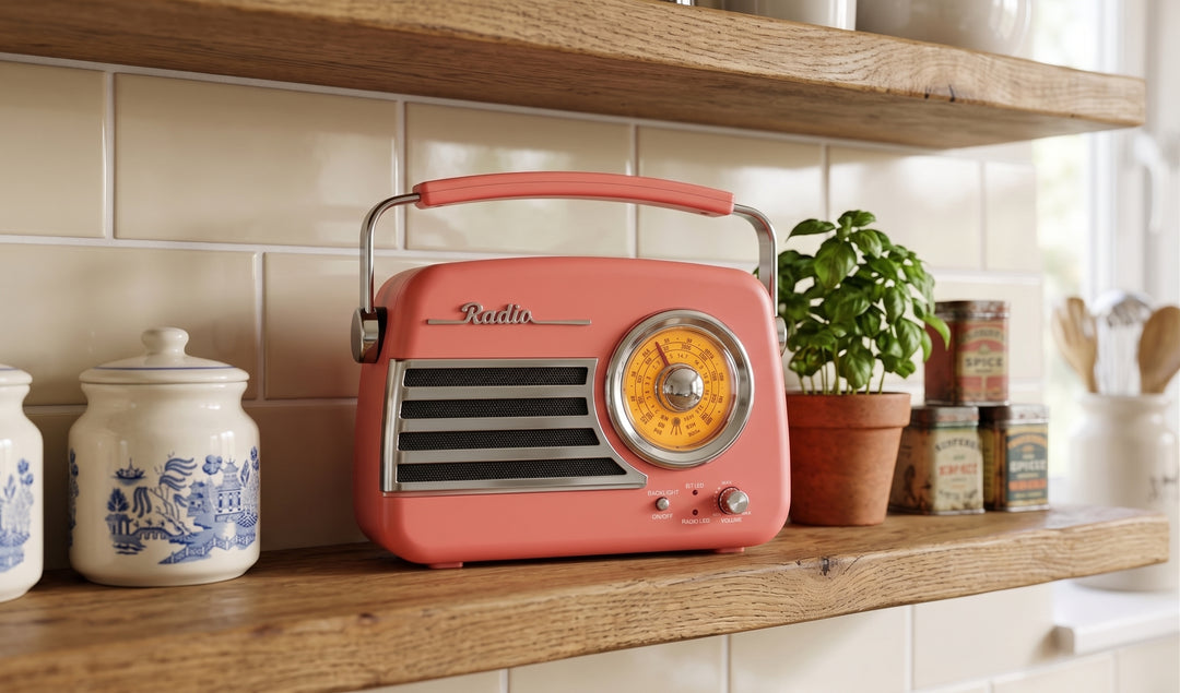 Studio 57 Batteri Retro Radio m. Bluetooth & FM (Diner Crimson)