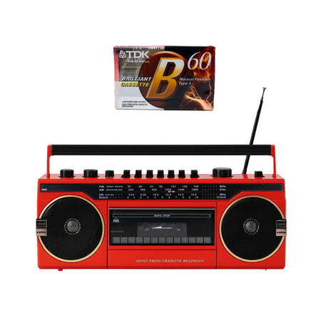 Studio 57 - Lettore di cassette con FM & Bluetooth, Rosso + Cassetta