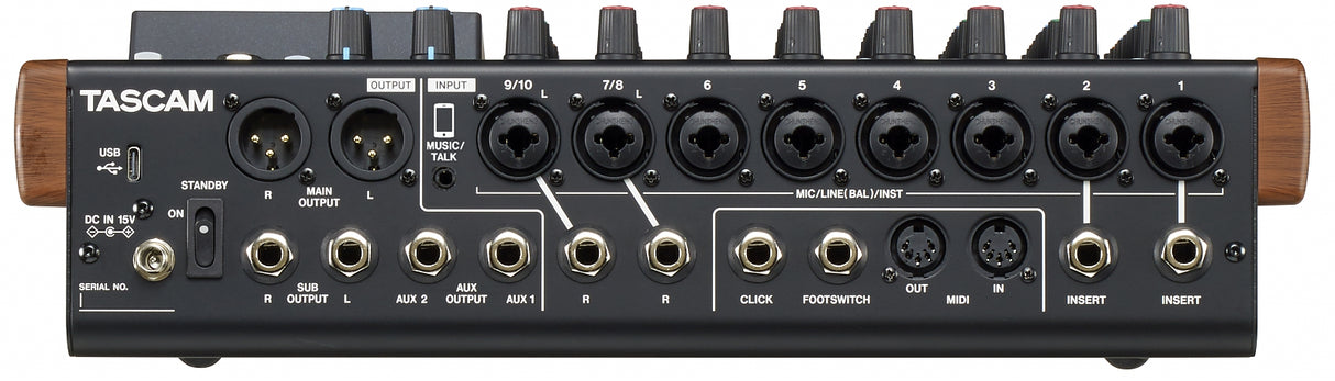 Tascam Model 12 analog mixer og 12 track digital recorder