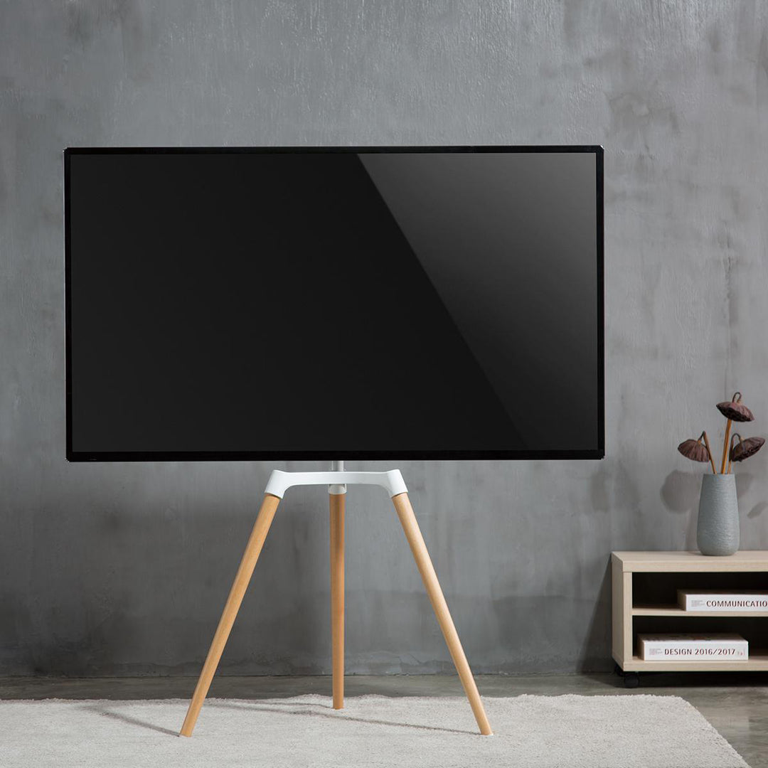 Supporto da Pavimento per TV (Bianco, Faggio, 50-65")