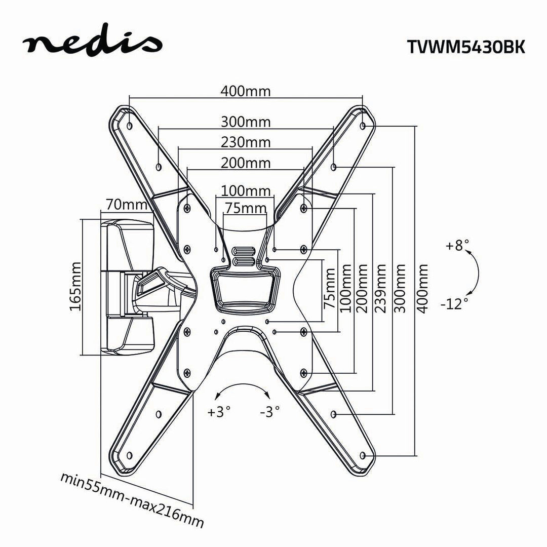 Supporto TV da Parete Completamente Regolabile 26-42 " 30 kg Argento/Nero