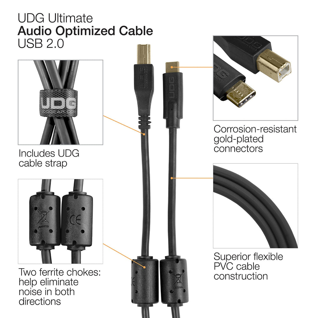 UDG Ultimate Audio Cable USB 2.0 C-B Nero Dritto 1,5m