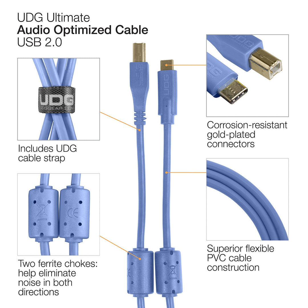 UDG Ultimate Audio Cable USB 2.0 C-B Blu Dritto 1,5m