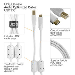 UDG Ultimate Audio Cable USB 2.0 C-B Bianco Dritto 1,5m
