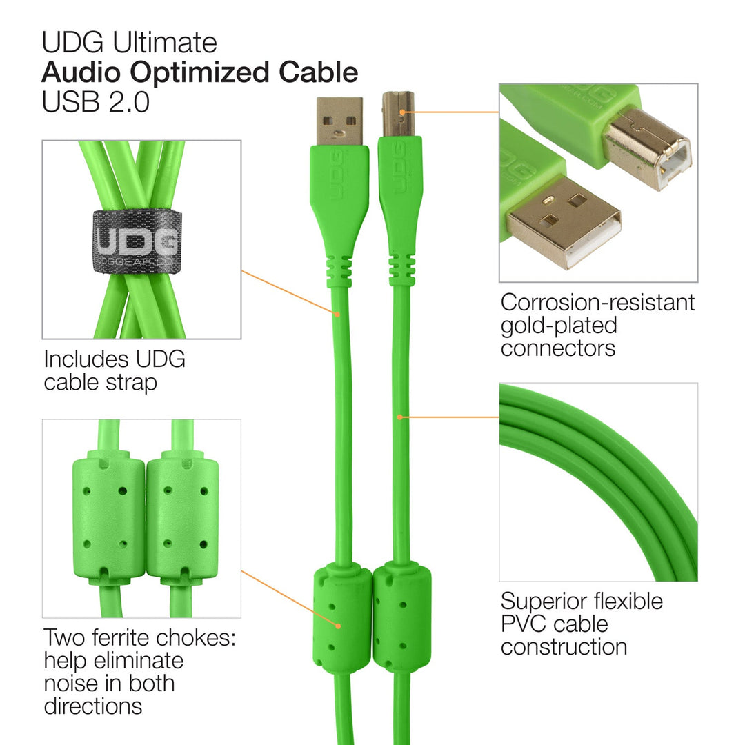 UDG Ultimate Audio Cable USB 2.0 A-B Verde Dritto 3m