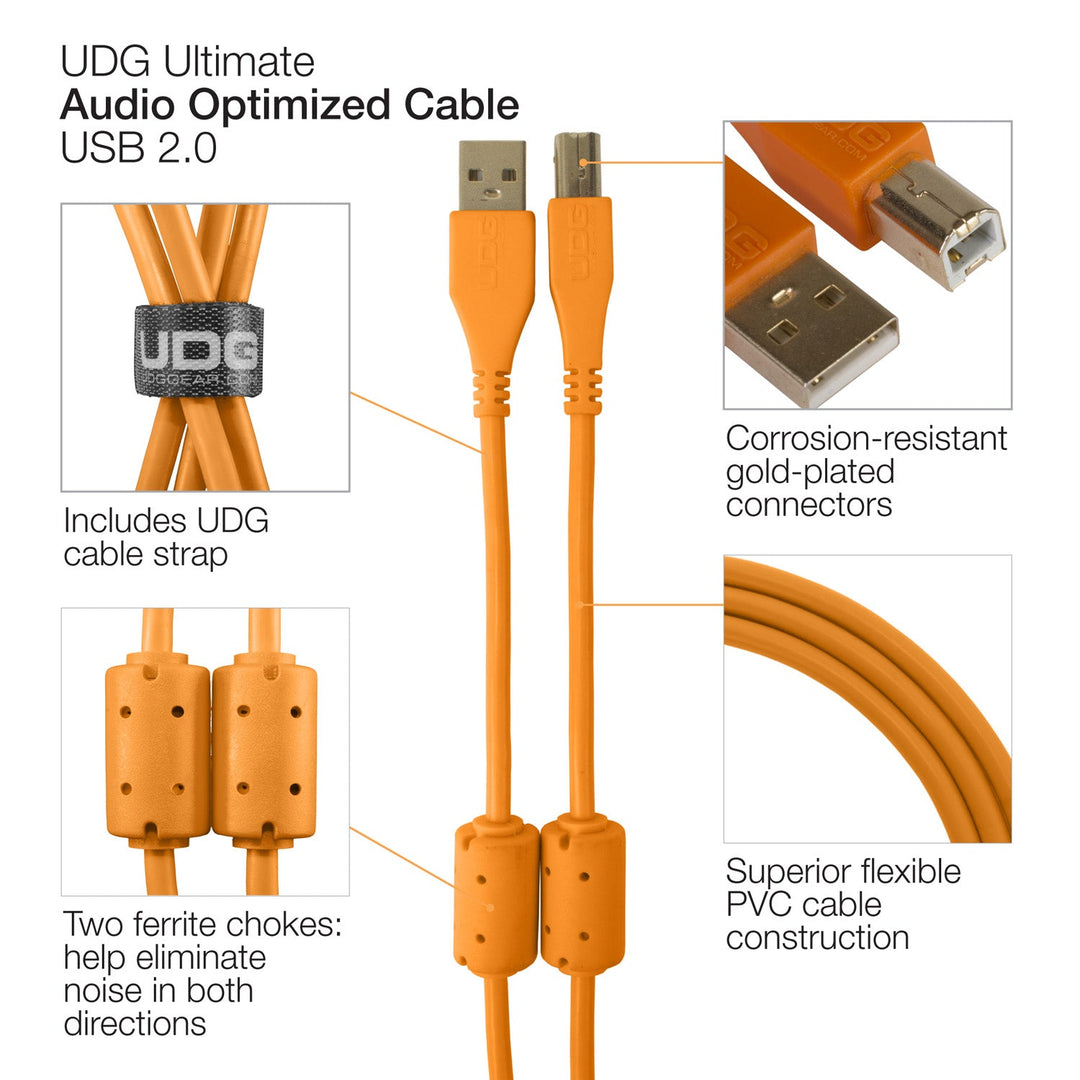 UDG Ultimate Audio Cable USB 2.0 A-B Arancione Dritto 3m