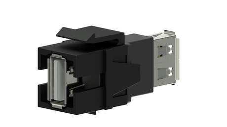 Keystone adapter usb 2.0a til usb 2.0a, Sort