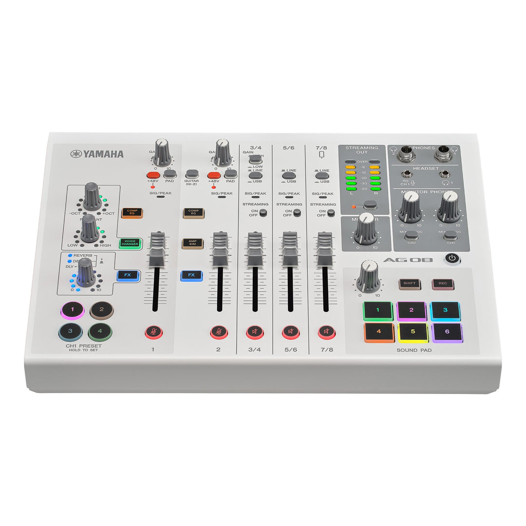 Yamaha AG08 - Mixer per live streaming (Bianco)