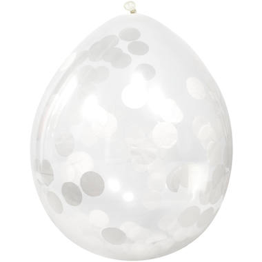 Balloons with white Confetti (30 cm - 4 pcs)