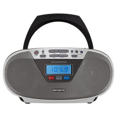 AIWA CDT-200 Boombox – CD, Bluetooth, USB & radio FM, argento