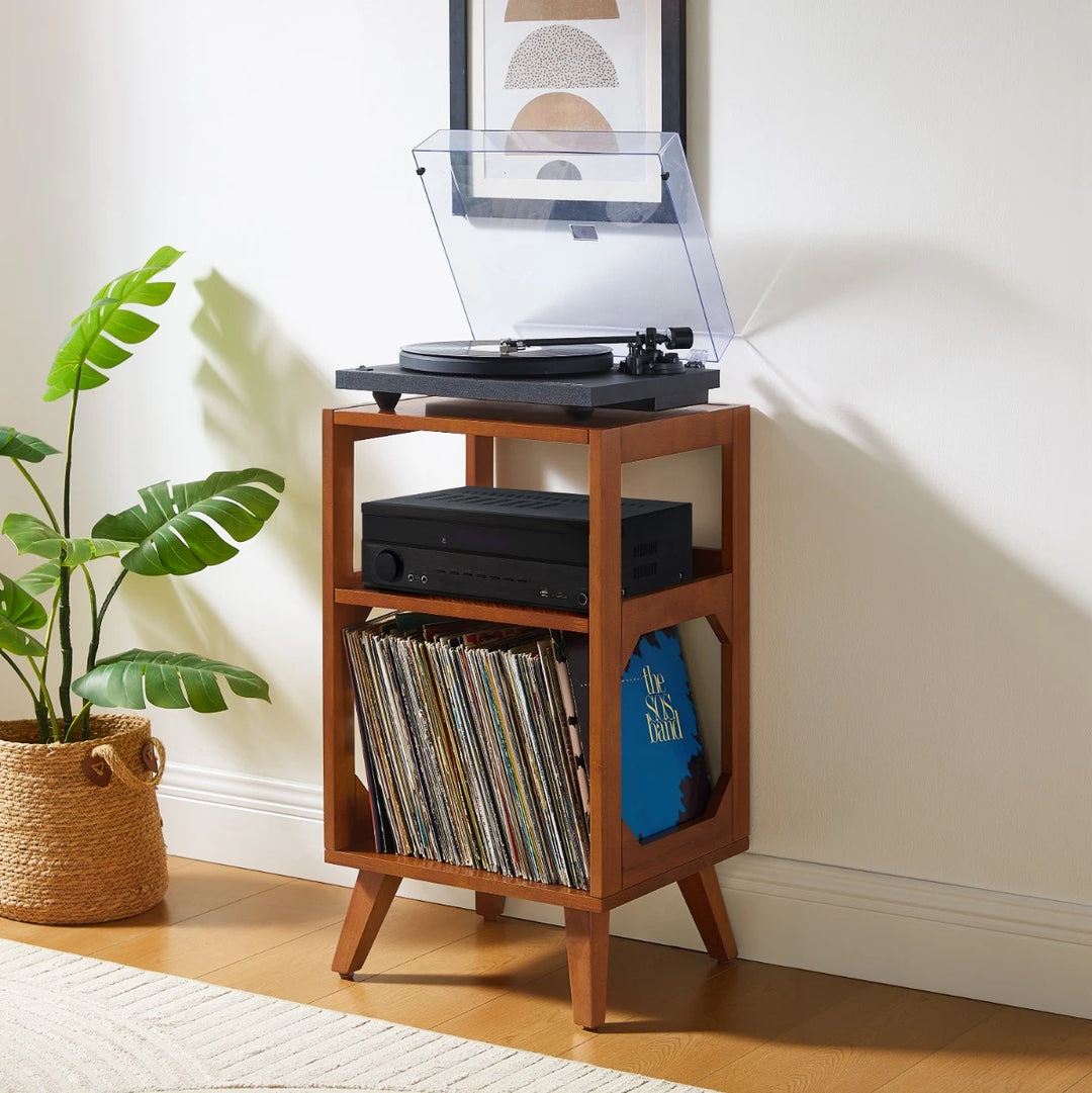 Crosley Asheville Small tavolino per Giradischi con spazio per dischi in vinile – Walnut