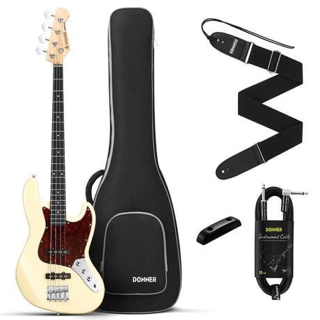 Donner DJB-510B pacchetto basso elettrico olympic white