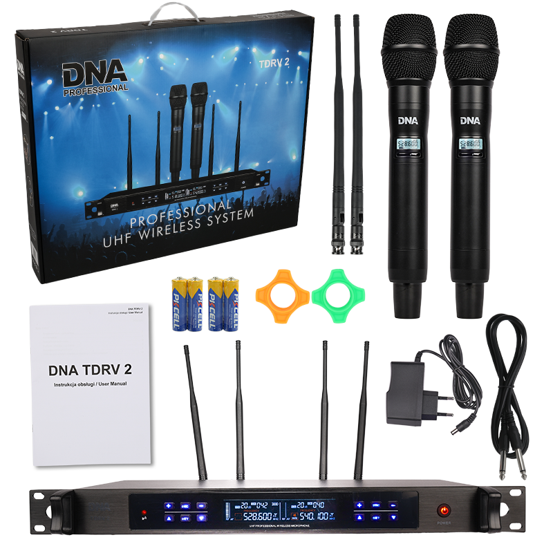 DNA TDRV 2 microfono wireless con 2x trasmettitori Dora