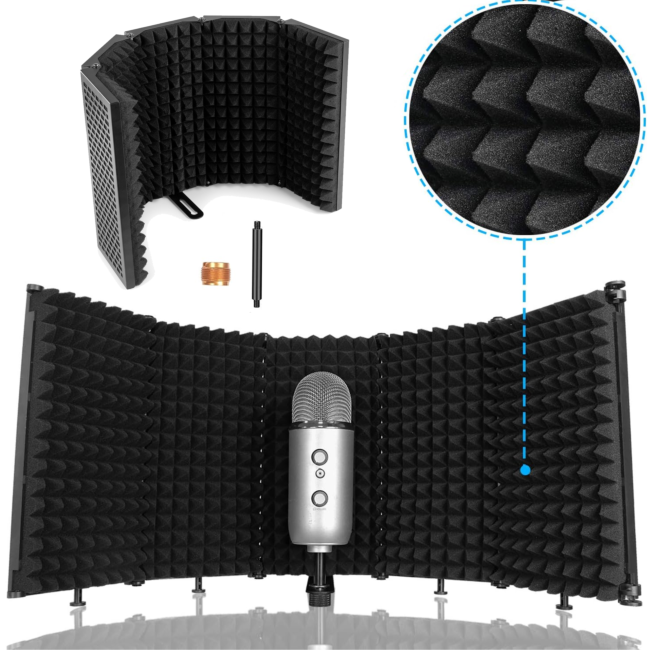 Filtro riflettente per microfoni da studio e podcast
