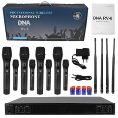 DNA RV-8 Set di Microfoni UHF wireless con 8 Microfoni palmari