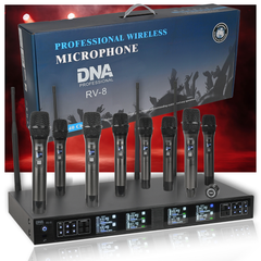 DNA RV-8 Set di Microfoni UHF wireless con 8 Microfoni palmari