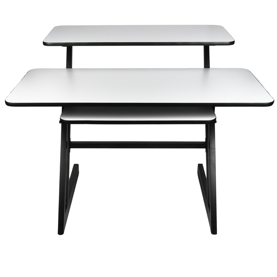 Tavolo da studio con ripiani ed estrazione per keyboard (120 cm)