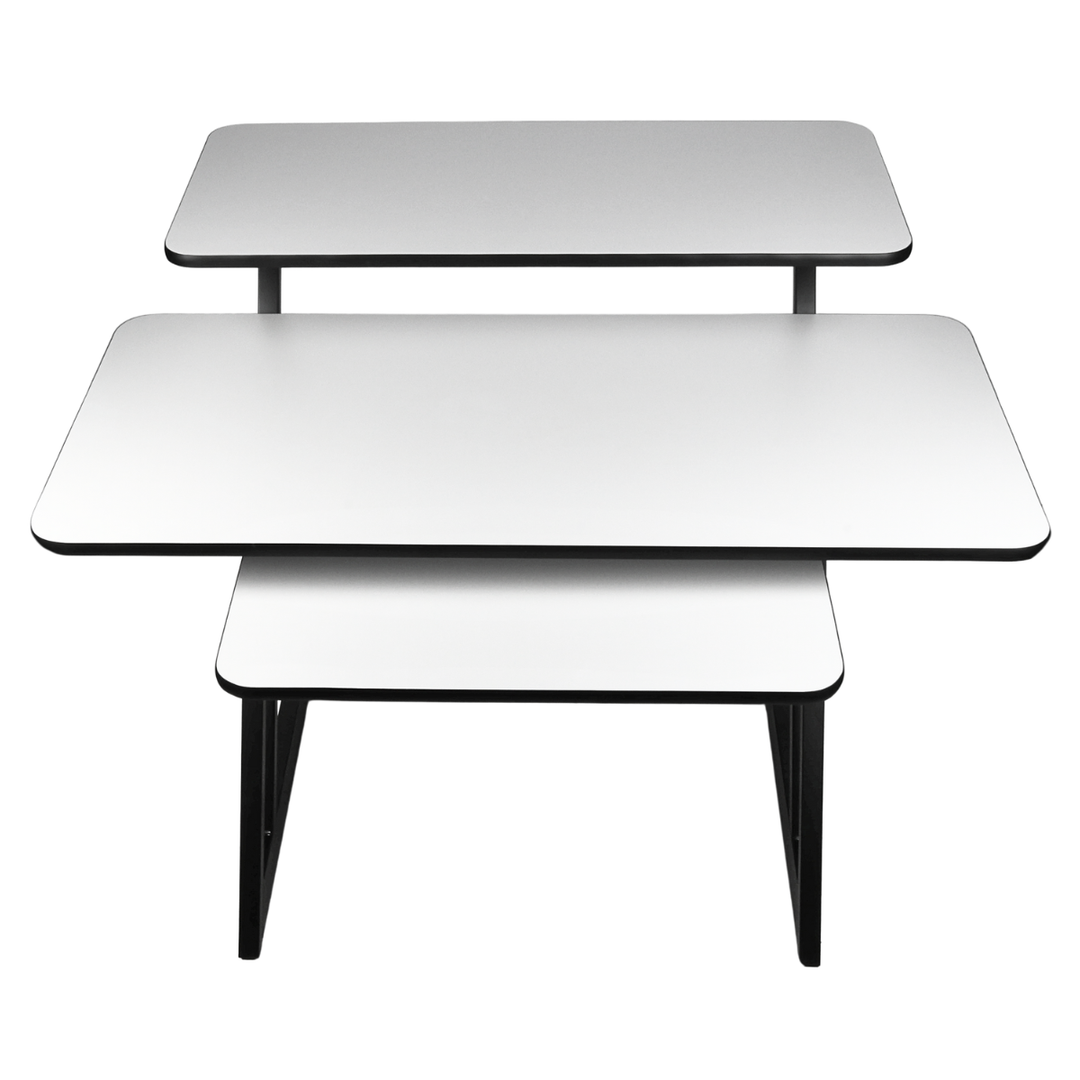 Tavolo da studio con ripiani ed estrazione per keyboard (120 cm)