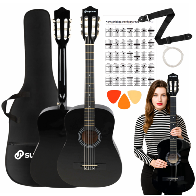 Suprimo CGS2 BK set di chitarra classica 4/4, nero