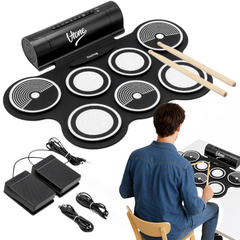 V-TONE RD7 Set di batteria elettronica – Roll-Up drum Kit con 7 Pad, Pedali e altoparlanti