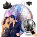 Light4Me Sfera a specchi da 20 cm con LED, motore e telecomando