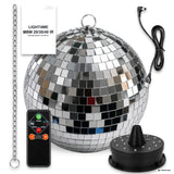 Light4Me Sfera a specchi da 20 cm con LED, motore e telecomando
