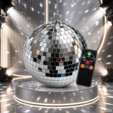 Light4Me Sfera a specchi da 20 cm con LED, motore e telecomando
