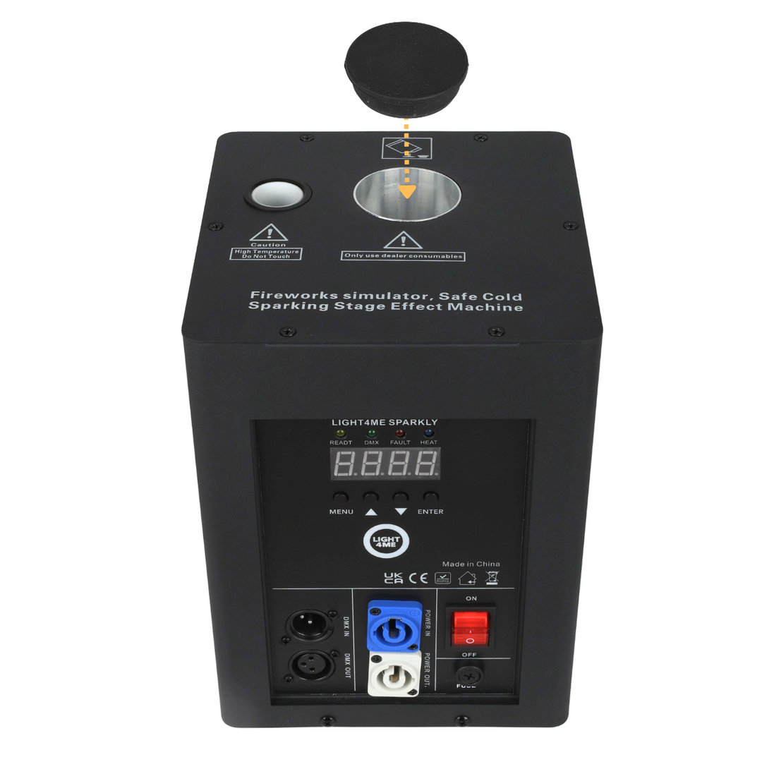 Light4Me SPARKLY macchina per scintille fredde 600W DMX con telecomando wireless