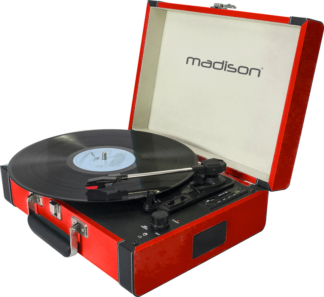 Madison Vintage Pladespiller con Bluetooth (Rosso)