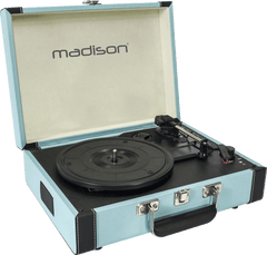 Madison Giradischi Vintage con Bluetooth (Azzurro)