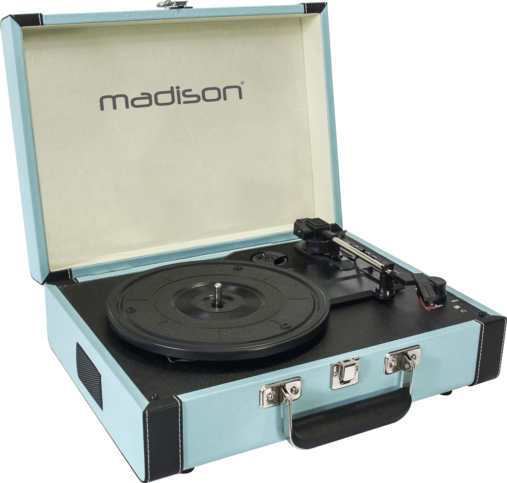 Madison Giradischi Vintage con Bluetooth (Azzurro)