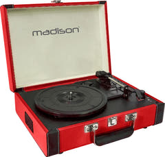 Madison Vintage Pladespiller con Bluetooth (Rosso)