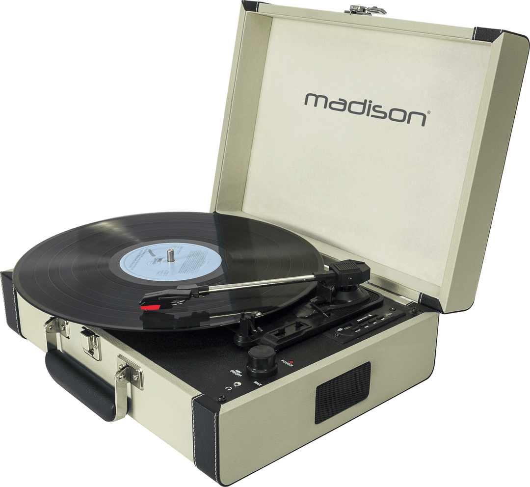 Madison Giradischi Vintage con Bluetooth (Crema)
