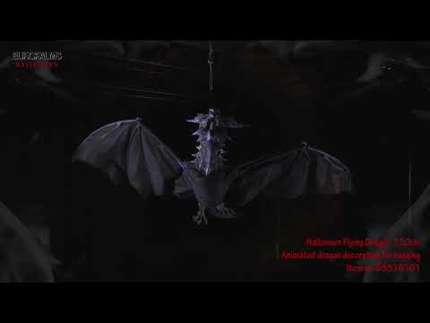 Drago volante di Halloween, animato, blu, 125 cm